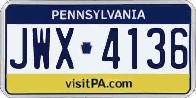 PA license plate JWX4136