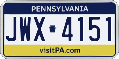 PA license plate JWX4151