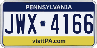 PA license plate JWX4166