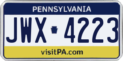 PA license plate JWX4223