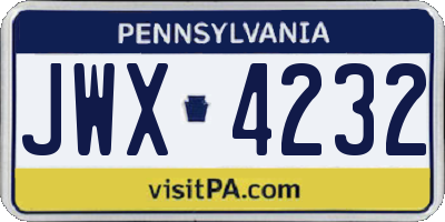PA license plate JWX4232