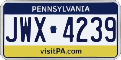 PA license plate JWX4239