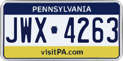 PA license plate JWX4263
