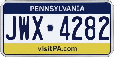 PA license plate JWX4282