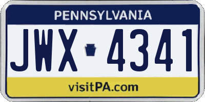 PA license plate JWX4341