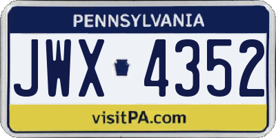 PA license plate JWX4352