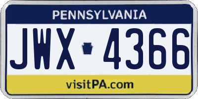 PA license plate JWX4366