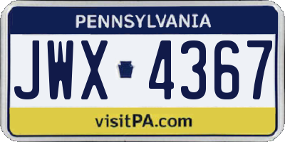 PA license plate JWX4367