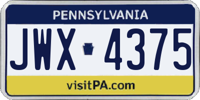 PA license plate JWX4375