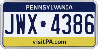 PA license plate JWX4386
