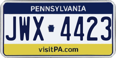 PA license plate JWX4423