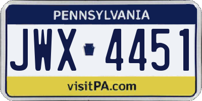PA license plate JWX4451