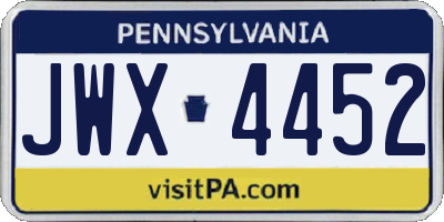 PA license plate JWX4452