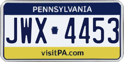 PA license plate JWX4453