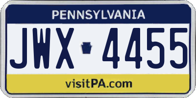 PA license plate JWX4455