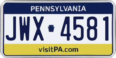 PA license plate JWX4581