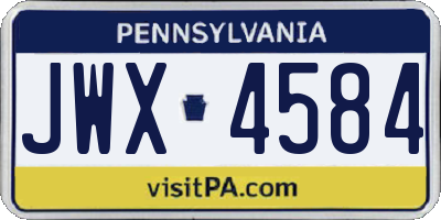 PA license plate JWX4584