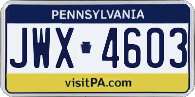 PA license plate JWX4603