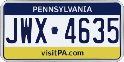 PA license plate JWX4635