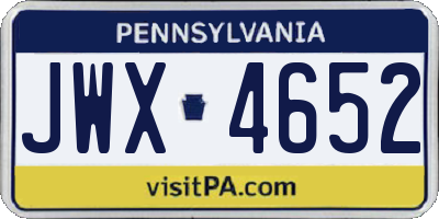 PA license plate JWX4652