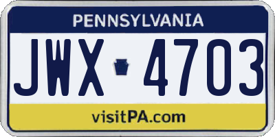 PA license plate JWX4703