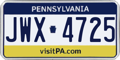 PA license plate JWX4725