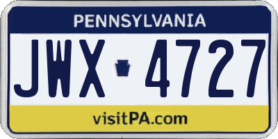 PA license plate JWX4727