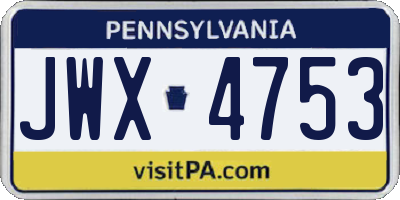 PA license plate JWX4753