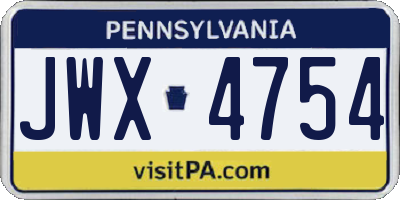 PA license plate JWX4754