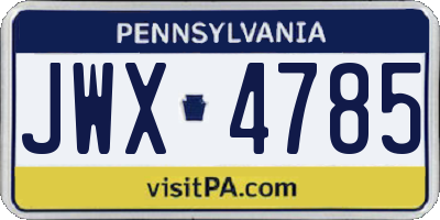 PA license plate JWX4785