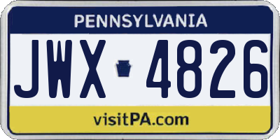 PA license plate JWX4826