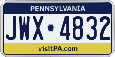 PA license plate JWX4832
