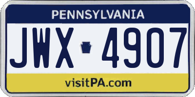 PA license plate JWX4907
