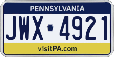 PA license plate JWX4921