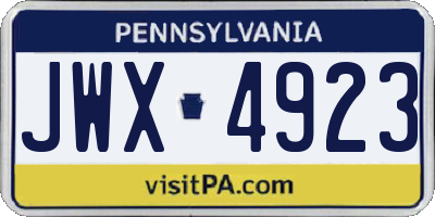 PA license plate JWX4923
