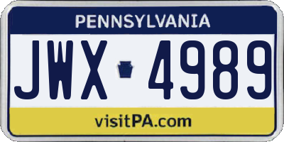PA license plate JWX4989