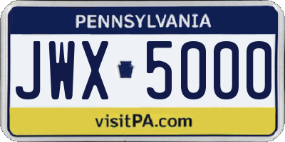 PA license plate JWX5000