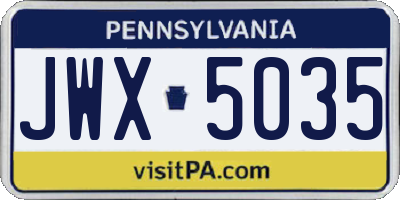 PA license plate JWX5035