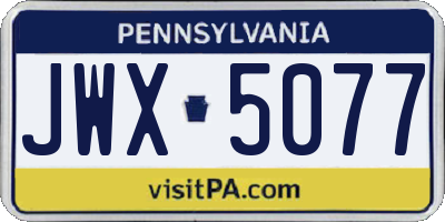 PA license plate JWX5077