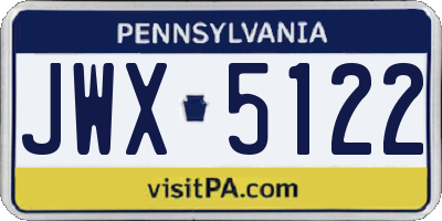 PA license plate JWX5122