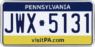 PA license plate JWX5131
