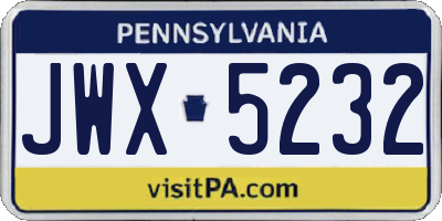PA license plate JWX5232