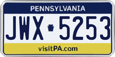 PA license plate JWX5253