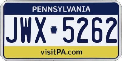 PA license plate JWX5262