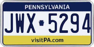 PA license plate JWX5294