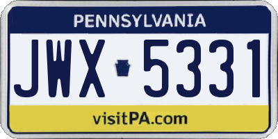 PA license plate JWX5331