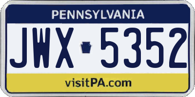 PA license plate JWX5352