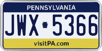 PA license plate JWX5366