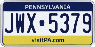 PA license plate JWX5379