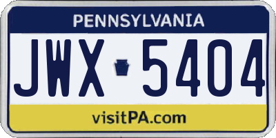 PA license plate JWX5404